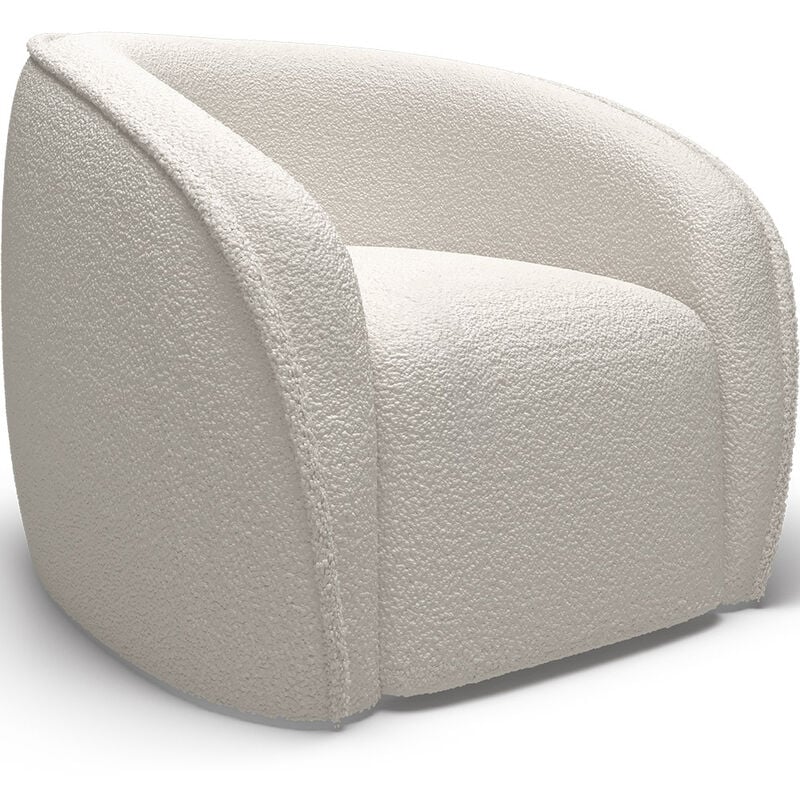 Fauteuil avec accoudoirs - Tapissé en tissu bouclé - Seral Blanc