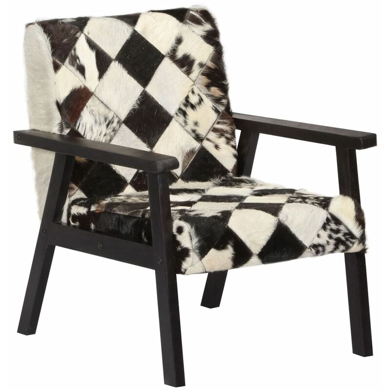Fauteuil Cuir Véritable Noir et Blanc