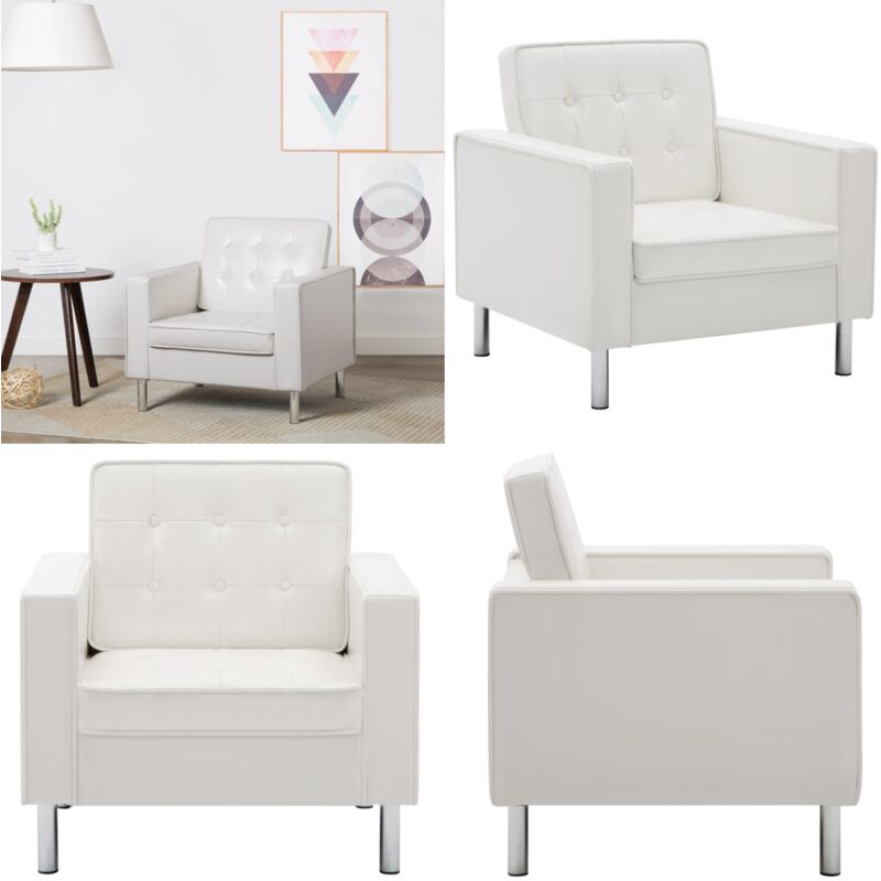 Fauteuil blanc similicuir - Fauteuil Design - Fauteuil Moderne - Fauteuil Confortable - Fauteuil Blanc - Chaise Relaxante - Home & Living