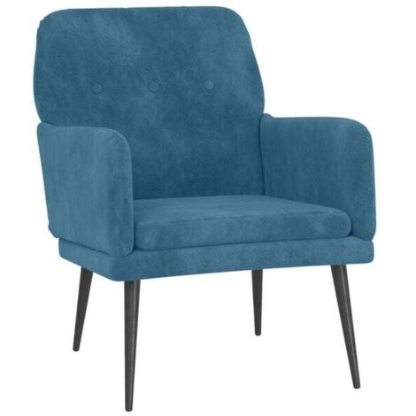 Fauteuil bleu, 62x79x79 cm, velours.