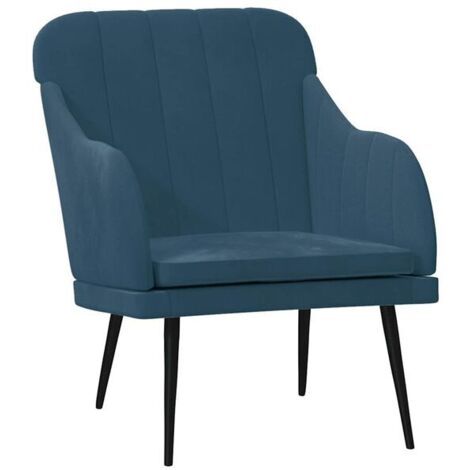 Fauteuil bleu, 63x76x80 cm, velours.