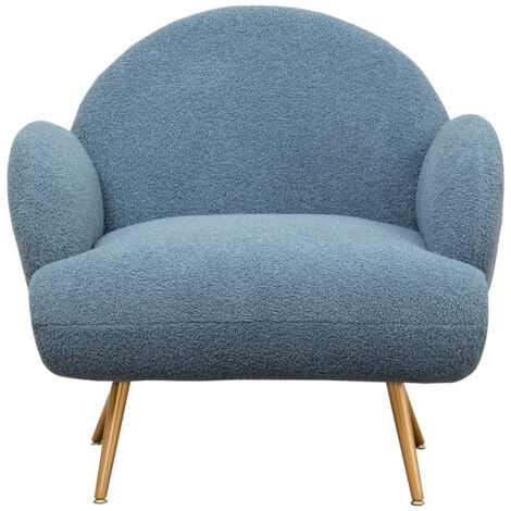 Fauteuil bleu en peluche en forme d'ours en peluche, fauteuil à dossier haut incurvé, fauteuil minimaliste pour le salon, bleu.