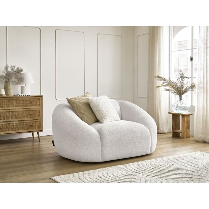 Fauteuil tina tissu bouclette Blanc - Bobochic