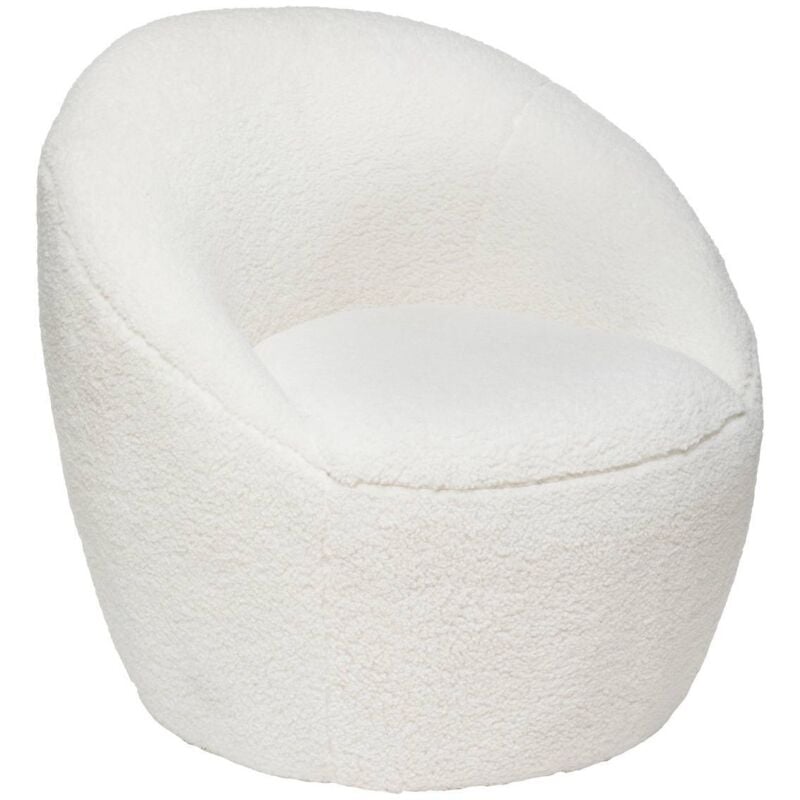 Atmosphera - Fauteuil Romi bouclette blanc créateur d'intérieur