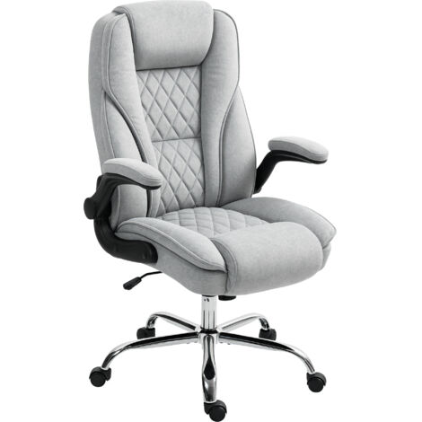 Fauteuil bureau ergonomique gris, réglable en hauteur, accoudoirs rabattables, 70x70x114-122 cm