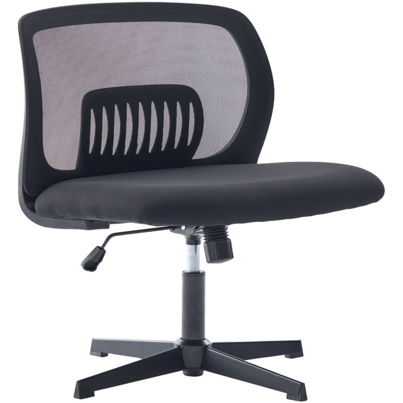 Fauteuil de Bureau Sans Accoudoirs, Assise Large, Pivotant 360°, Réglable en Hauteur, Ergonomique – Noir