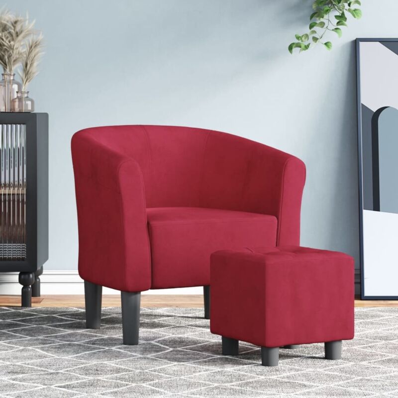 Chaise cabriolet avec repose pied rouge bordeaux velours