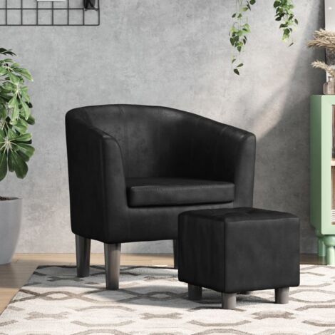 Fauteuil cabriolet avec repose-pied noir similicuir vidaXL725352