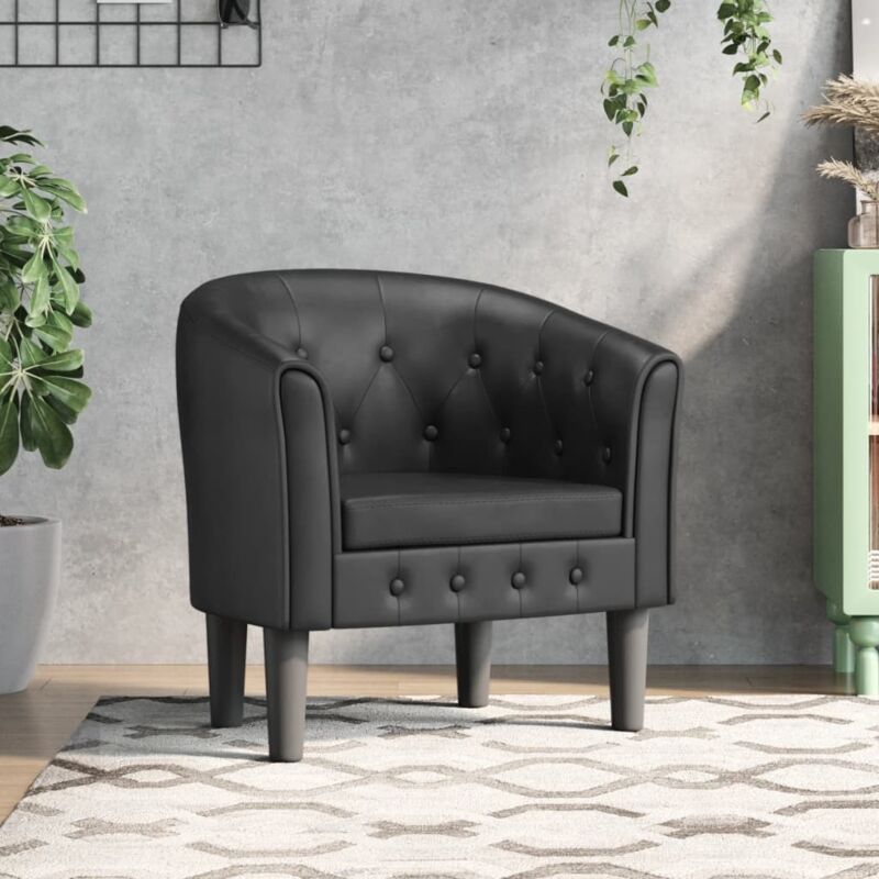 Chaise cabriolet noir similicuir Vidaxl