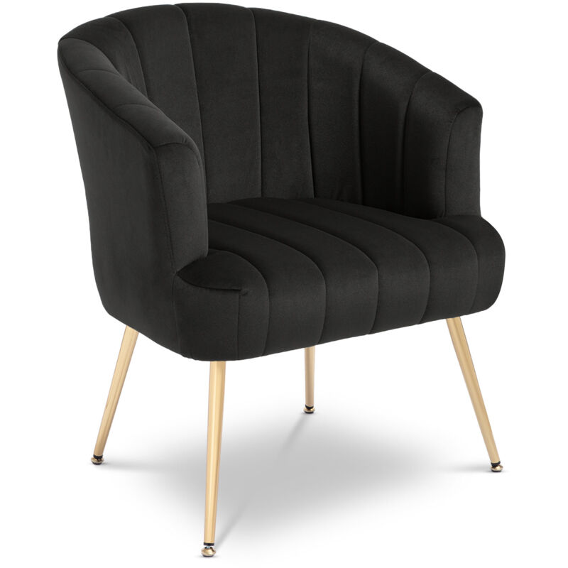 Sicaan - Fauteuil cabriolet noa velours charbon et pieds dorés