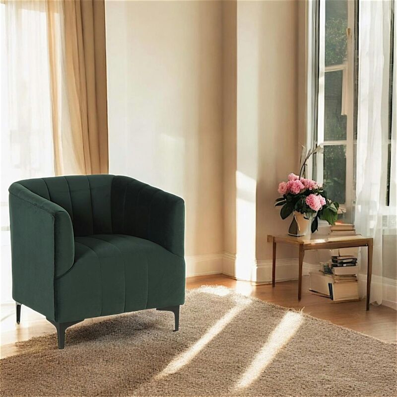 Fauteuil cabriolet velours vert malmoe
