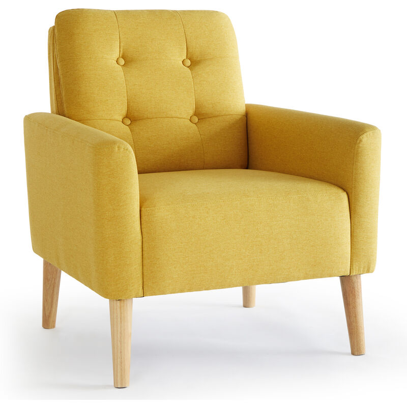 Fauteuil relax fauteuil scandinave fauteuil lounge 72x72x81cm Jaune Mondeer