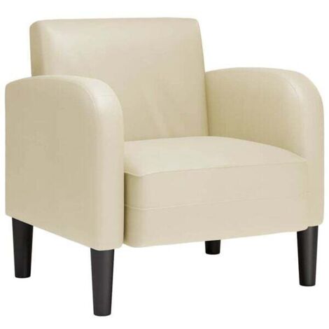 Fauteuil canapé beige en similicuir avec accoudoirs, 54 cm