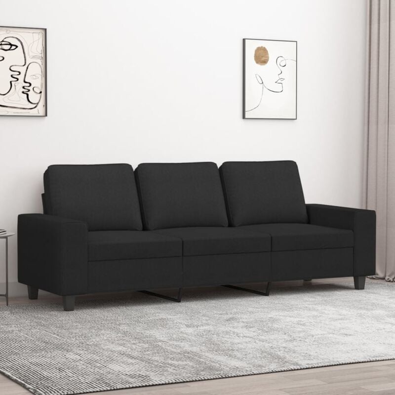 Vidaxl - Canapé à 3 places Noir 180 cm Tissu