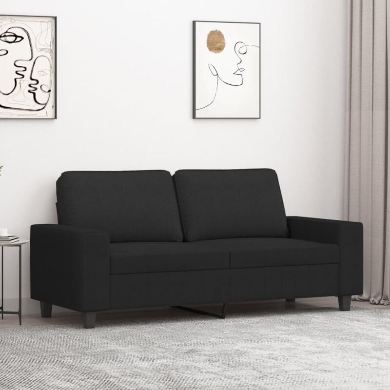 Canapé à 2 places Noir 140 cm Tissu vidaXL