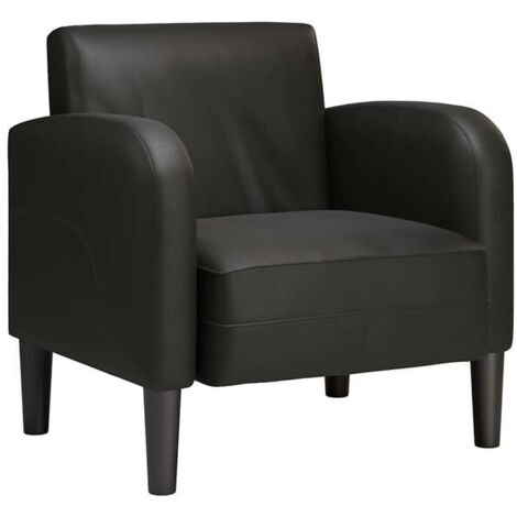 Fauteuil canapé en similicuir noir avec accoudoirs, hauteur 54 cm