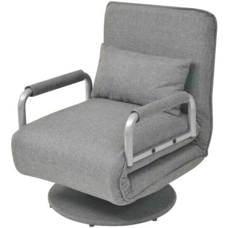 Fauteuil/canapé-lit pivotant, tissu gris clair