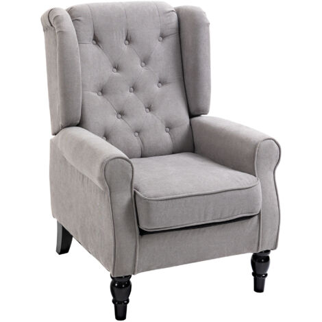 Fauteuil capitonné REYNALD gris