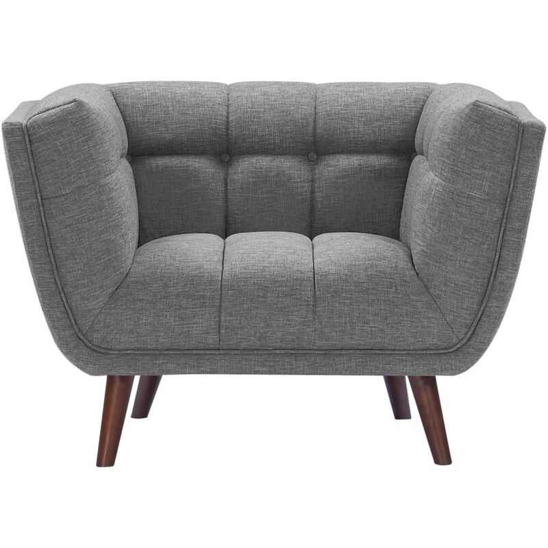Rendez-vous Déco - Fauteuil capitonné en tissu gris - carmen Rendez-vous Déco - Fauteuil capitonné en tissu gris - carmen