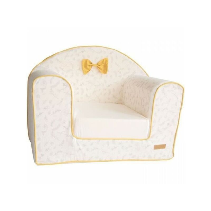 fauteuil - chaise - bebe - enfant domiva club leafy bunny - coton bio - convertible et déhoussable - blanc/jaune - 43 x 55,5 x 50 cm