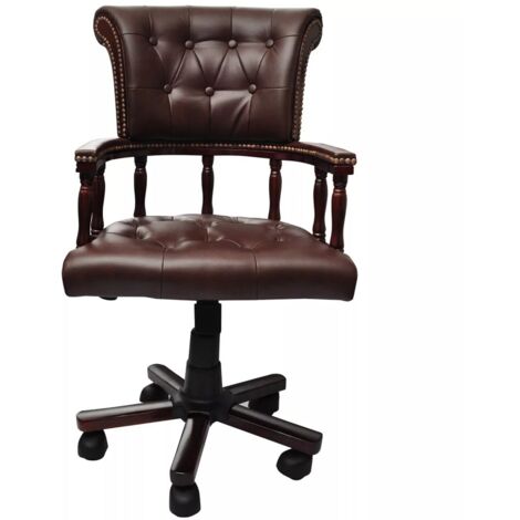 Fauteuil chaise chaise de bureau en cuir mélangé marron