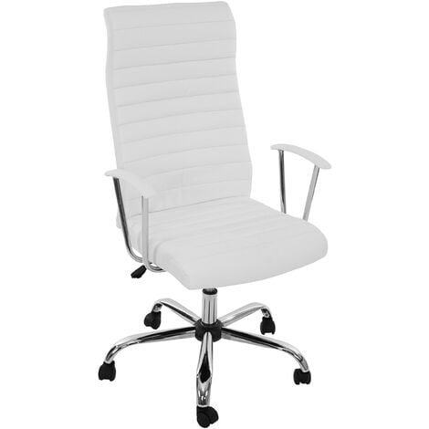 Chaise de bureau blanche simili cuir – ToutPositif