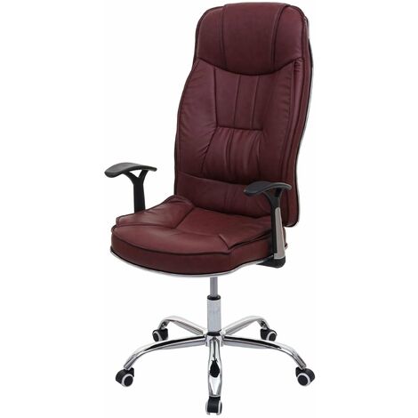 Fauteuil chaise de bureau pivotante capacité de charge 150 kg cuir artificiel bordeaux - or