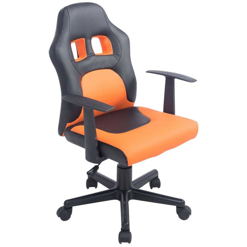 fauteuil chaise de bureau pour enfant en synthétique orange hauteur réglable
