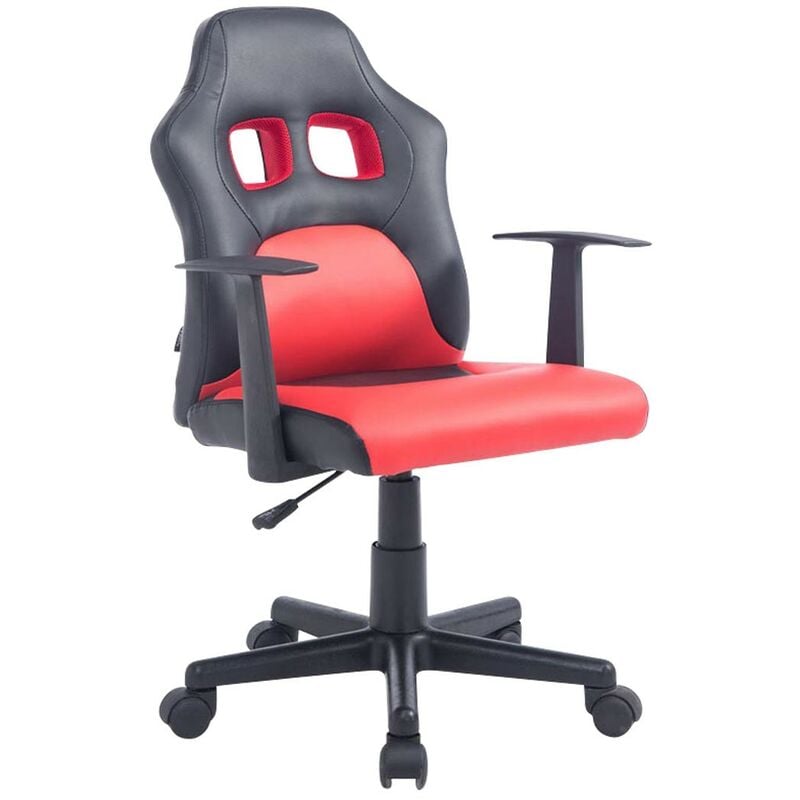 décoshop26 - fauteuil chaise de bureau pour enfant en synthétique rouge hauteur réglable