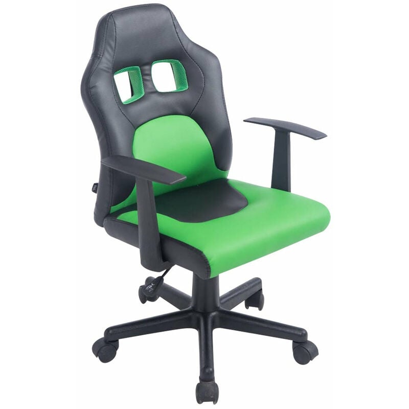 décoshop26 - fauteuil chaise de bureau pour enfant en synthétique vert hauteur réglable