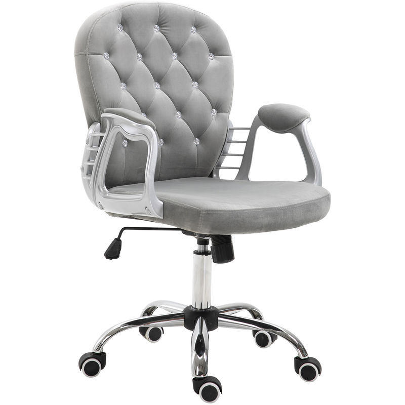 Fauteuil Chaise De Bureau Style Contemporain Hauteur Reglable Roulettes Pivotant Velours 60 X 61 X 95 105 Cm Gris 921 169