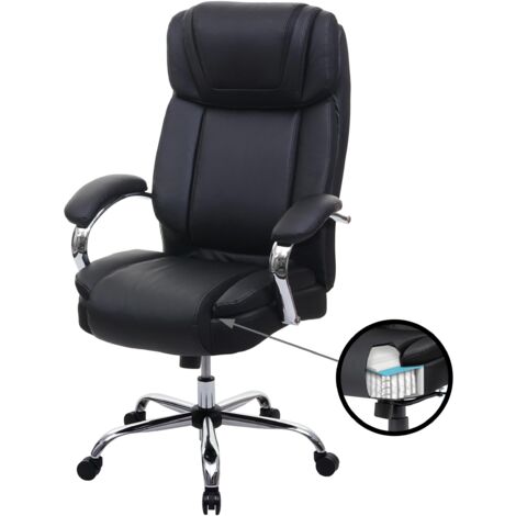 Fauteuil chaise de bureau sur roulettes XXL chargeable 220 kg pivotante hauteur réglable synthétique noir 040005626