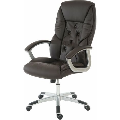 Fauteuil chaise de bureau sur roulettes XXL pivotante en similicuir marron - marron