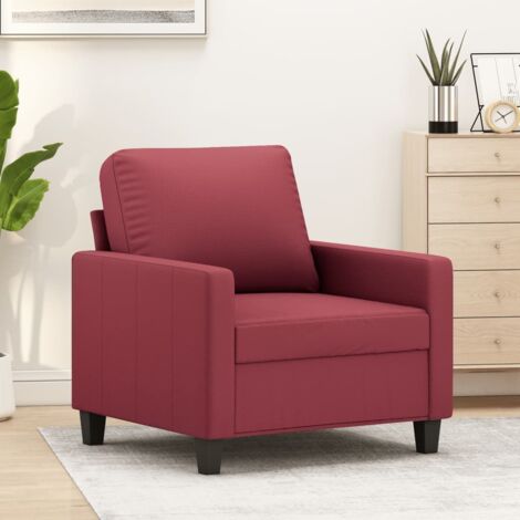 Fauteuil-Chaise de relaxation-Fauteuil Relax Rouge bordeaux 60 cm Similicuir 210807