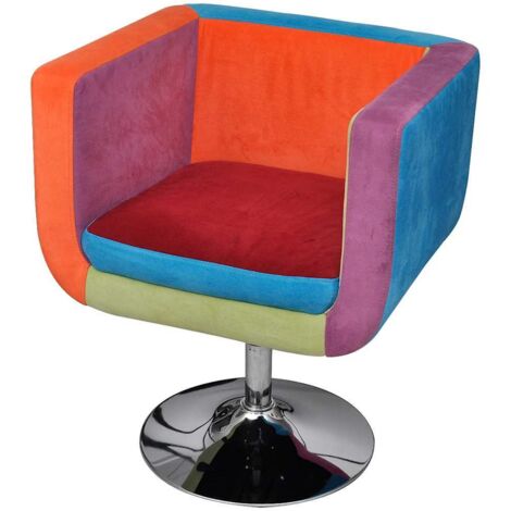 Fauteuil Chaise de Salon avec design de patchwork - Fauteuil design Cube Tissu Chic-984973