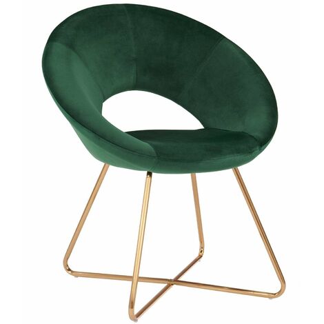 Fauteuil chaise lounge design en velours vert pieds en métal FAL09041