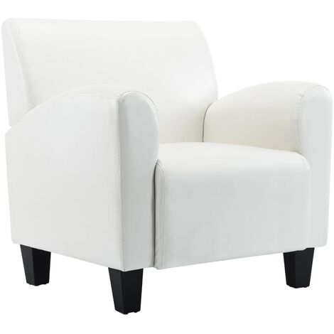 Fauteuil chaise siège lounge design club sofa salon blanc similicuir - Blanc
