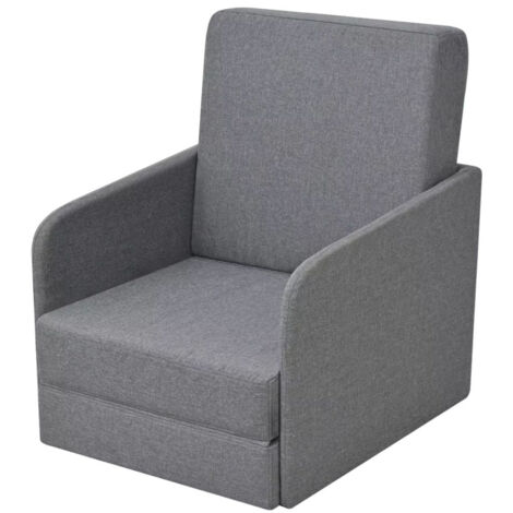 Fauteuil chaise siège lounge design club sofa salon " convertible 595 x 72 x 725 cm tissu gris clair