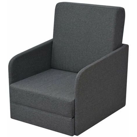 Fauteuil chaise siège lounge design club sofa salon " convertible 595 x 72 x 725 cm tissu gris foncé