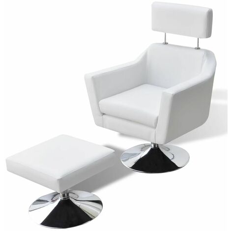 Fauteuil chaise siège lounge design club sofa salon cuir synthétique blanc - Blanc