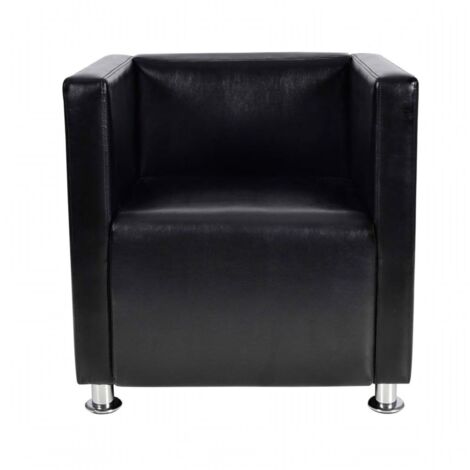 Fauteuil chaise siège lounge design club sofa salon de cube cuir synthétique noir