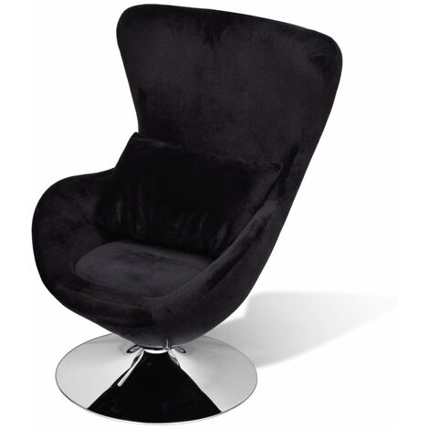 Fauteuil chaise siège lounge design club sofa salon en forme d’œuf noir - Noir