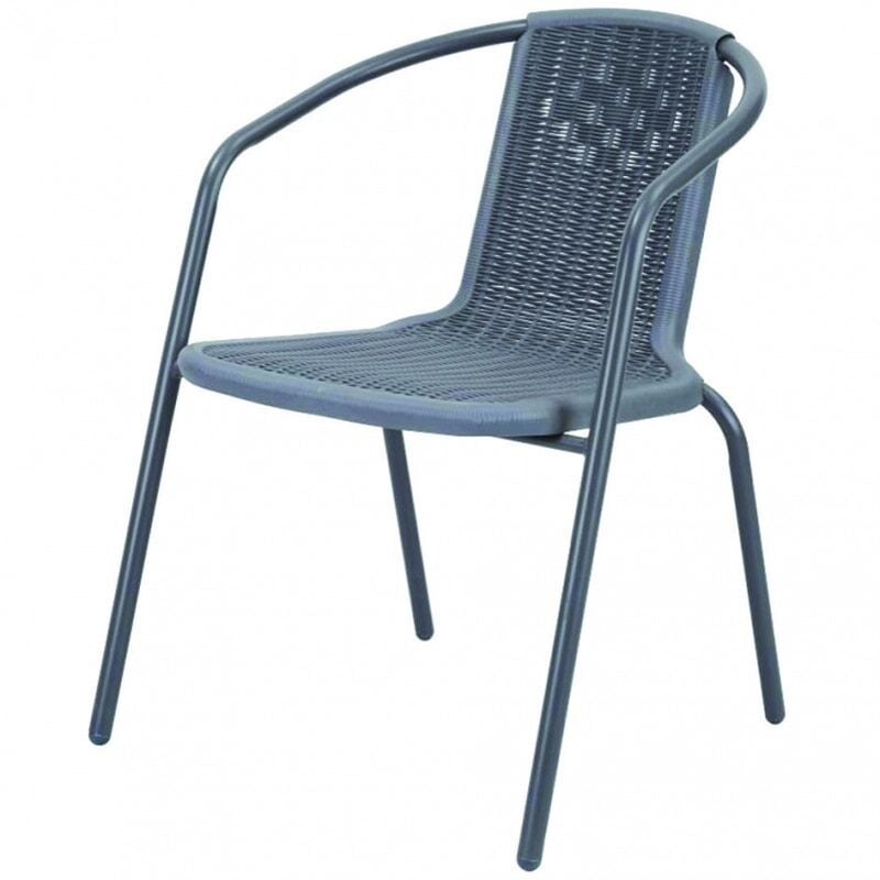 Fauteuil chaise Vette en rotin gris avec structure en acier cm.55x53x72h pour bar jardin terrasse