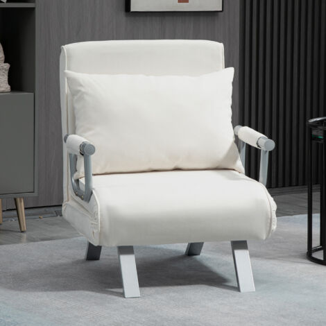 Fauteuil chauffeuse canapé-lit Convertible 1 Place déhoussable Grand Confort Coussin Pieds accoudoirs