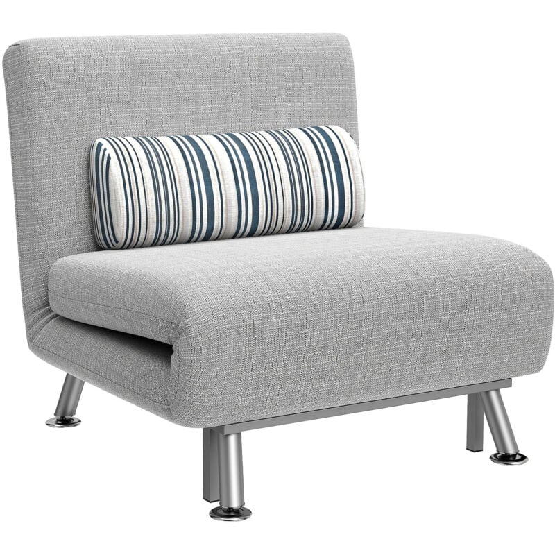 Homcom - Fauteuil convertible 3 en 1 chauffeuse lit 1 place avec coussin gris