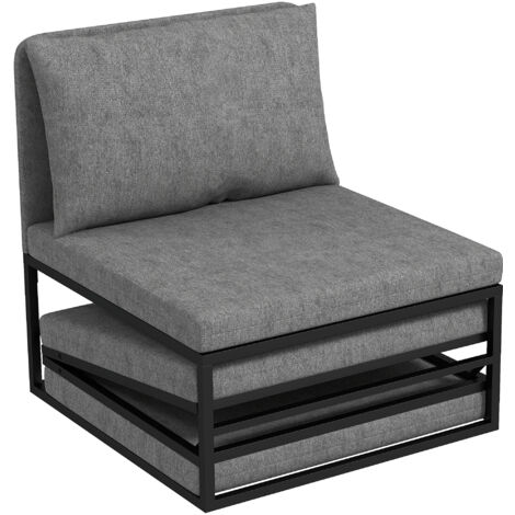 Fauteuil chauffeuse convertible avec coussin BERLIOZ gris et noir