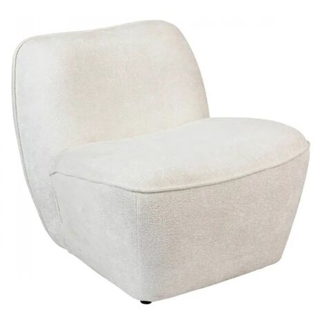 Fauteuil chauffeuse en tissu chenille de couleur blanche - Longueur 81 x Profondeur 73 x Hauteur 71 cm