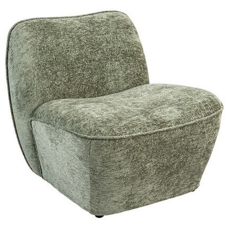 Fauteuil chauffeuse en tissu chenille de couleur verte - Longueur 81 x Profondeur 73 x Hauteur 71 cm
