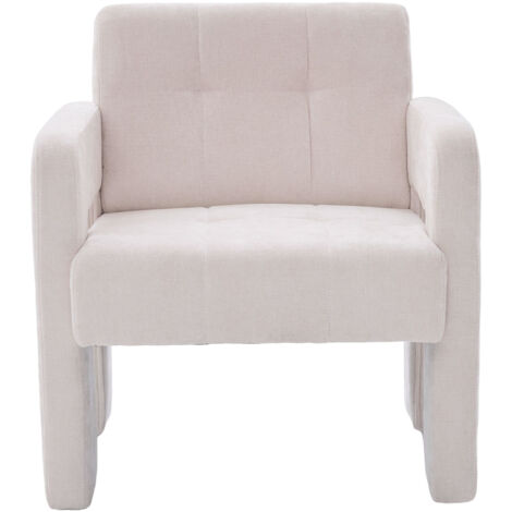 Fauteuil Chenille Beige 67,5x69x74,5 Cm, Assise Confortable Et Accoudoirs Ergonomiques