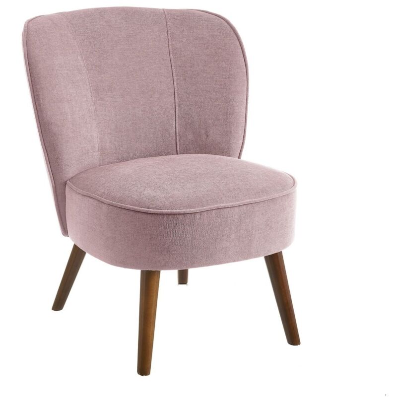 Lola Home - Fauteuil chenille mauve et bois 59x66x75 cm